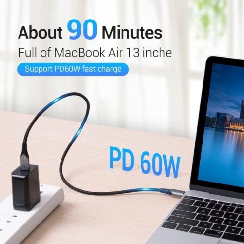 Кабель Vention USB 3.1 Type-C to USB Type-C 60W 0.5m (TAAHD) Black купить в Украине | Telemart фото