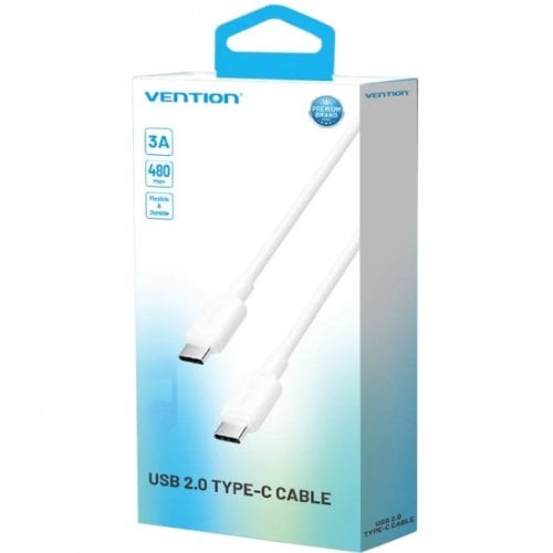 Кабель Vention USB 2.0 Type-C to USB Type-C 60W 1m (TRCWF) White купить в Украине | Telemart фото