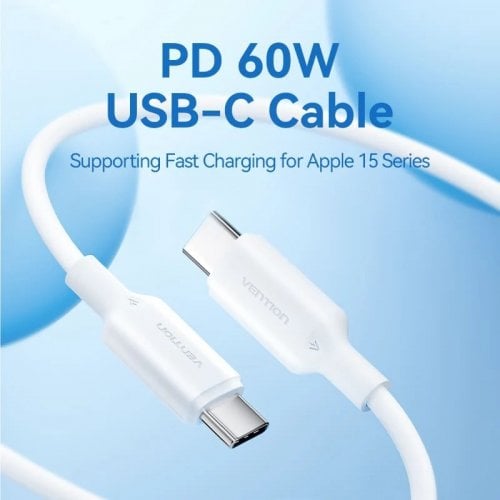Кабель Vention USB 2.0 Type-C to USB Type-C 60W 1m (TRCWF) White купить в Украине | Telemart фото