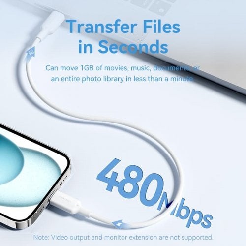 Кабель Vention USB 2.0 Type-C to USB Type-C 60W 1m (TRCWF) White купить в Украине | Telemart фото