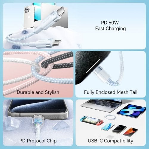 Кабель Vention USB 2.0 Type-C to USB Type-C 60W 1m (TRDWF) White купить в Украине | Telemart фото