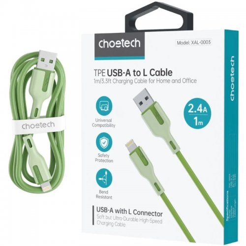 Кабель Choetech USB 2.0 to Lightning 1m (XAL-0003-GN-V2) Green купити в Україні | Telemart фото