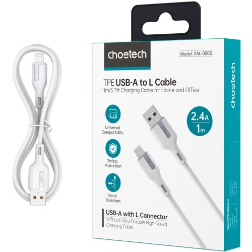 Кабель Choetech USB 2.0 to Lightning 1m (XAL-0003-WH-V2) White купити в Україні | Telemart фото