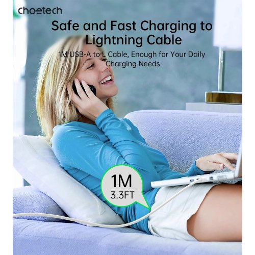 Кабель Choetech USB 2.0 to Lightning 1m (XAL-0003-WH-V2) White купити в Україні | Telemart фото
