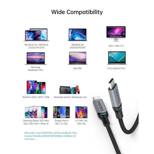 Кабель Choetech USB 2.0 Type-C to USB Type-C 100W 1.8m (XCC-1002) Black купити в Україні | Telemart фото