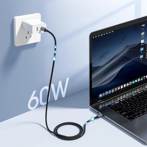 Кабель Choetech USB 2.0 Type-C to USB Type-C 60W 1.2m (XCC-1014) Black купити в Україні | Telemart фото