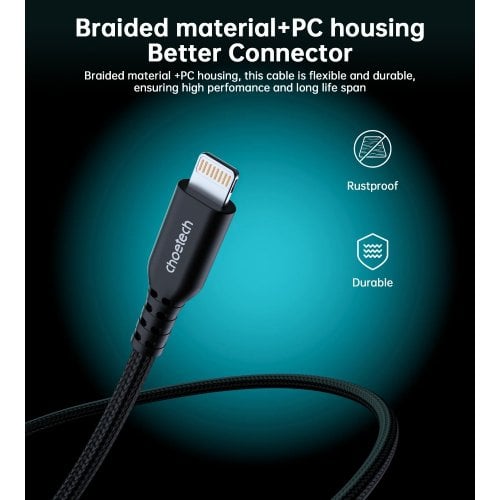 Кабель Choetech USB 3.1 Type-C to Lightning 20W 1.8m (XCL-1021-BK) Black купити в Україні | Telemart фото