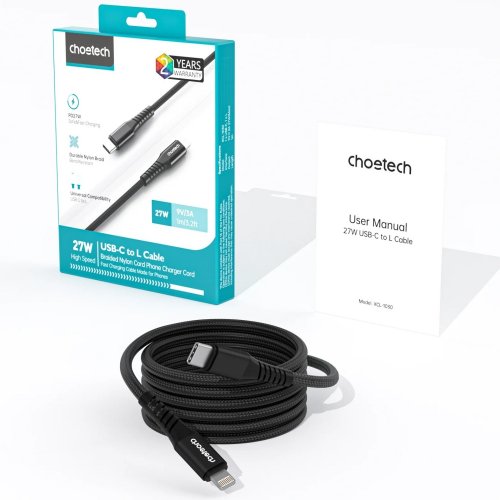 Кабель Choetech USB 3.1 Type-C to Lightning 27W 1m (XCL-1030-BK) Black купити в Україні | Telemart фото