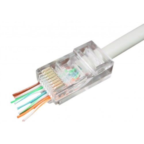 Конектор Kingda RJ45 8P8C Cat5e UTP Pass-Through (KD-PG8032-C5e) Transparent купити в Україні | Telemart фото