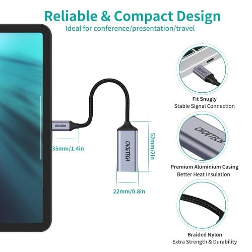 Адаптер-переходник Choetech USB Type-C to DisplayPort 4K 0.2m (HUB-H11-GY-V2) Gray купить в Украине | Telemart фото
