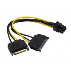 Переходник China 2 x SATA to PCI-E 6 Pin 0.2m (S0409) Black