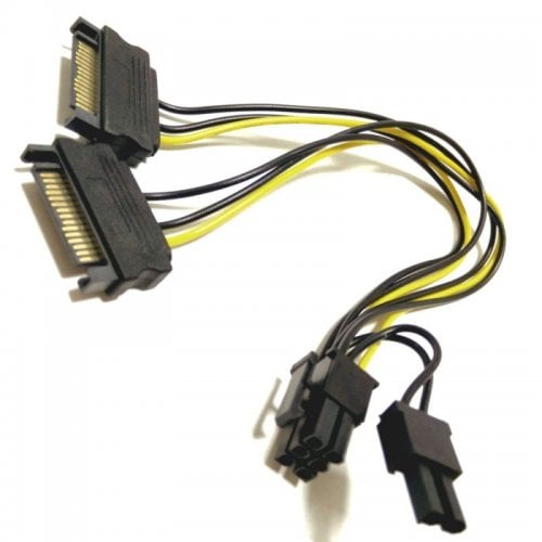 Переходник China 2 x SATA to PCI-E 8 Pin (6+2) 0.2m (S0637) Black купить в Украине | Telemart фото