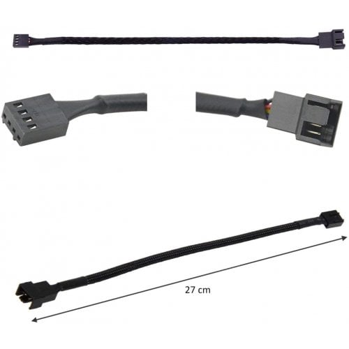 Удлинитель China Fan 4 Pin M/F 0.27m в оплетке (S0470) Black купить в Украине | Telemart фото