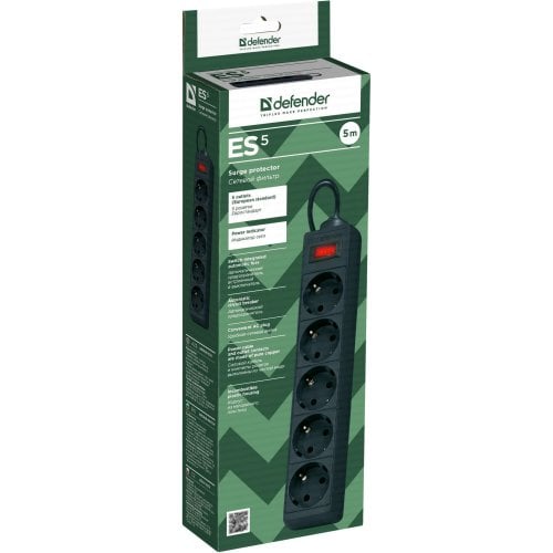 Мережевий фільтр Defender ES5 5 м 5 розеток (994860) Black купити в Україні | Telemart фото