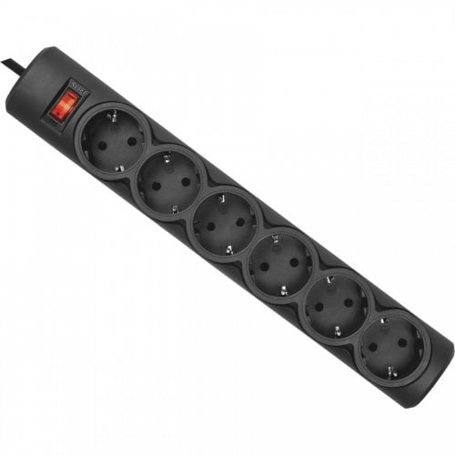Мережевий фільтр Defender DFS155 5 м 6 розеток (994960) Black купити в Україні | Telemart фото