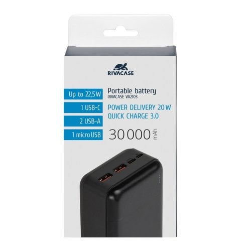 Powerbank Rivacase Rivapower VA2103 30000mAh 22.5W Black купить в Украине | Telemart фото