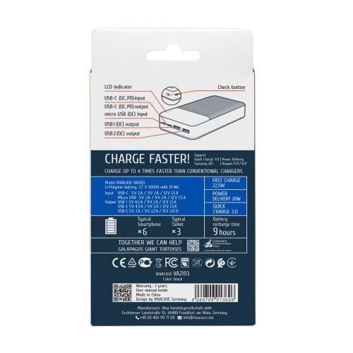 Powerbank Rivacase Rivapower VA2103 30000mAh 22.5W Black купить в Украине | Telemart фото