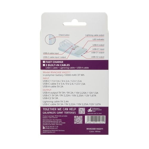 Powerbank Rivacase Rivapower VA2211 10000mAh 22.5W White купить в Украине | Telemart фото