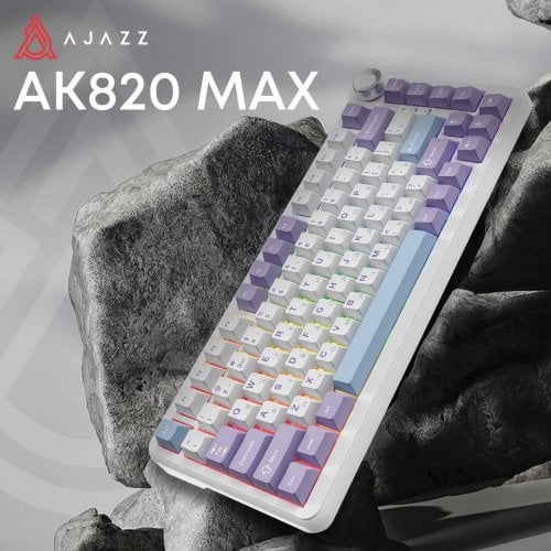 Уценка клавиатура Ajazz AK820 MAX RGB Magnetic Switches (AK820MAX-WM-PWB) Purple/White/Blue (Вскрытая упаковка, 916879) купить в Украине | Telemart фото