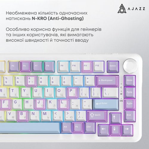 Уценка клавиатура Ajazz AK820 MAX RGB Magnetic Switches (AK820MAX-WM-PWB) Purple/White/Blue (Вскрытая упаковка, 916879) купить в Украине | Telemart фото