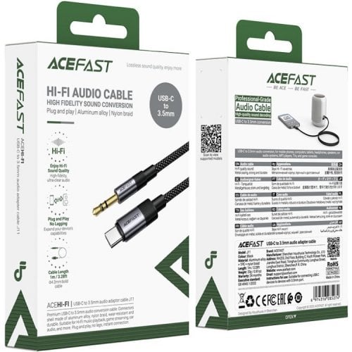 Переходник Acefast J11 USB Type-C to 3.5mm 0.15m (6974316285274) Black купить в Украине | Telemart фото