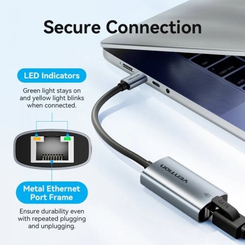 Сетевая карта Vention USB 3.1 Type-C to Gigabit Ethernet (CFPHB) Grey купить в Украине | Telemart фото