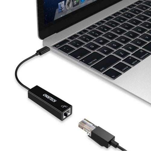 Сетевая карта Choetech R01 USB 3.1 Type-C to Gigabit Ethernet (HUB-R01-BK) Black купить в Украине | Telemart фото