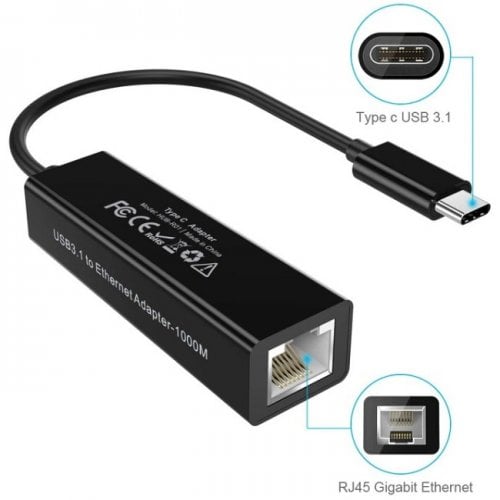 Сетевая карта Choetech R01 USB 3.1 Type-C to Gigabit Ethernet (HUB-R01-BK) Black купить в Украине | Telemart фото