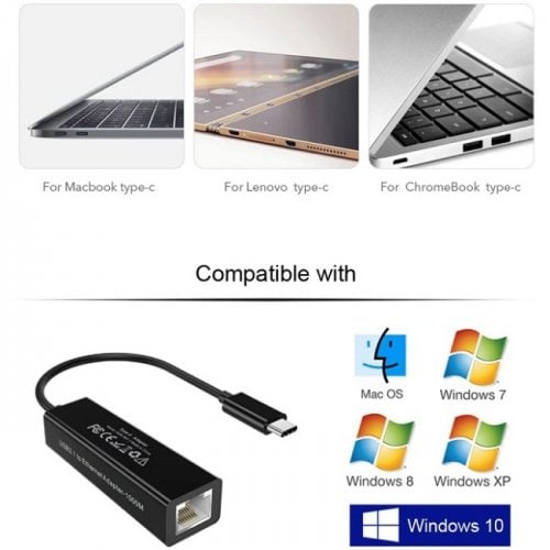 Сетевая карта Choetech R01 USB 3.1 Type-C to Gigabit Ethernet (HUB-R01-BK) Black купить в Украине | Telemart фото