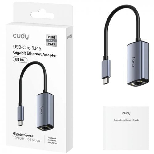 Сетевая карта Cudy UE10C USB 3.0 Type-C to Gigabit Ethernet Grey купить в Украине | Telemart фото
