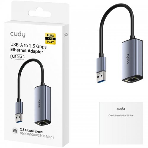Сетевая карта Cudy UE25A USB 3.0 to 2.5G Ethernet Grey купить в Украине | Telemart фото