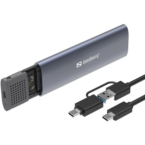Зовнішня кишеня Sandberg M.2 SSD NVME Enclosure USB 3.2 Type-C (136-39) Grey купити в Україні | Telemart фото