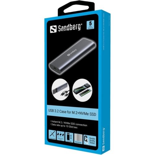 Зовнішня кишеня Sandberg M.2 SSD NVME Enclosure USB 3.2 Type-C (136-39) Grey купити в Україні | Telemart фото