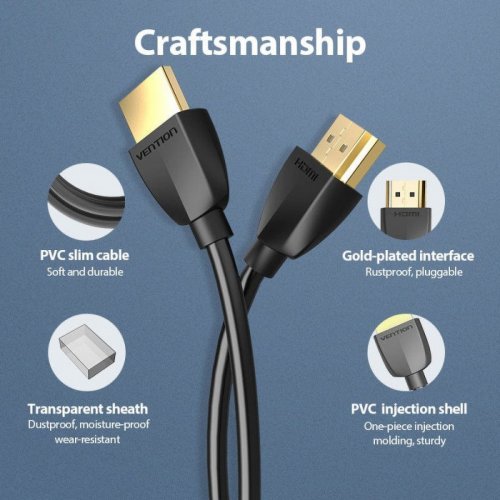 Кабель Vention HDMI to HDMI V2.0 4K 1m (AAIBF) Black купить в Украине | Telemart фото