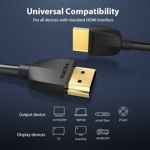 Кабель Vention HDMI to HDMI V2.0 4K 2m (AAIBH) Black купить в Украине | Telemart фото