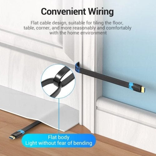 Кабель Vention Flat HDMI to HDMI V2.0 4K 8m (AAKBK) Black купить в Украине | Telemart фото