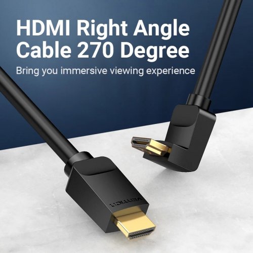 Кабель Vention HDMI to HDMI 270° V2.0 4K 1m (AAQBF) Black купить в Украине | Telemart фото