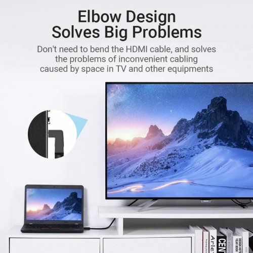 Кабель Vention HDMI to HDMI 270° V2.0 4K 1m (AAQBF) Black купить в Украине | Telemart фото