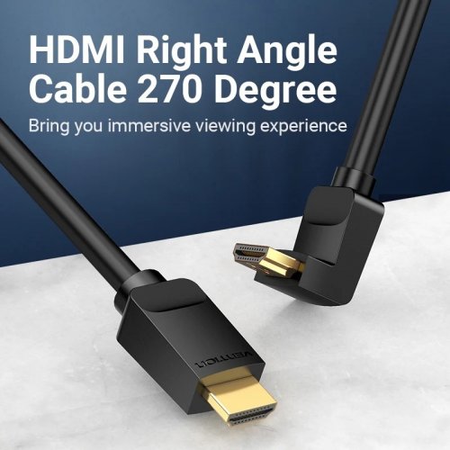 Кабель Vention HDMI to HDMI 270° V2.0 4K 1.5m (AAQBG) Black купить в Украине | Telemart фото
