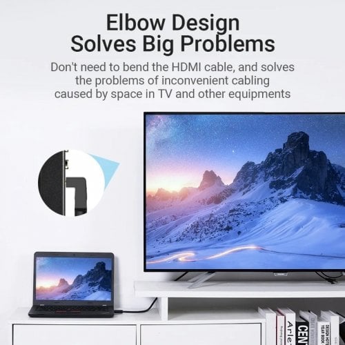 Кабель Vention HDMI to HDMI 270° V2.0 4K 3m (AAQBI) Black купить в Украине | Telemart фото
