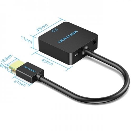 Переходник Vention HDMI to VGA + Audio 1080P 0.15m (ACRBB) Black купить в Украине | Telemart фото