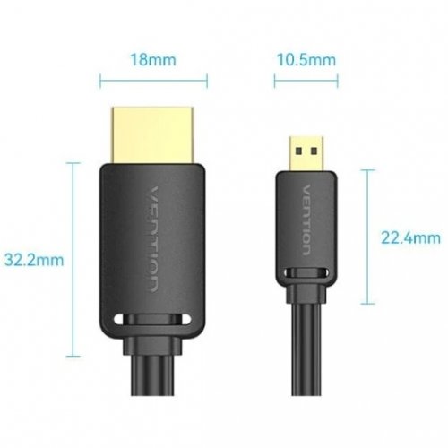 Кабель Vention HDMI to Micro HDMI V2.0 4K 1m (AGIBF) Black купити в Україні | Telemart фото
