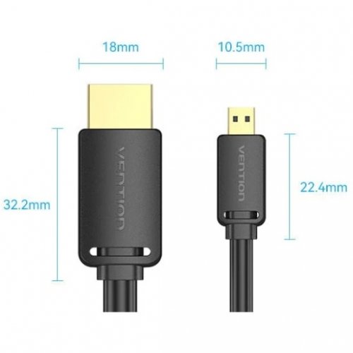 Кабель Vention HDMI to Micro HDMI V2.0 4K 1.5m (AGIBG) Black купити в Україні | Telemart фото