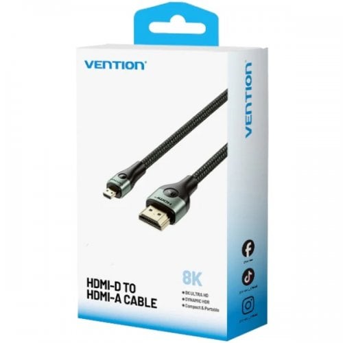 Кабель Vention Micro HDMI to HDMI V2.0 8K 1m (AGKGF) Green купить в Украине | Telemart фото
