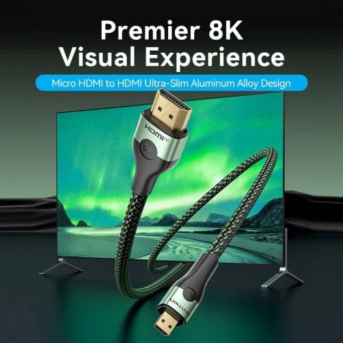 Кабель Vention Micro HDMI to HDMI V2.0 8K 2m (AGKGH) Green купить в Украине | Telemart фото
