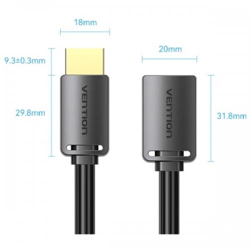 Удлинитель Vention HDMI to HDMI V2.0 4K 5m (AHCBJ) Black/Gray купить в Украине | Telemart фото