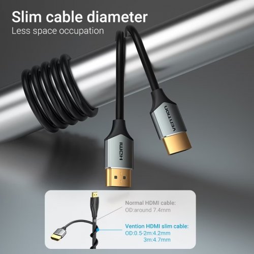 Кабель Vention HDMI to HDMI V2.0 4K 1m (ALEHF) Gray купить в Украине | Telemart фото