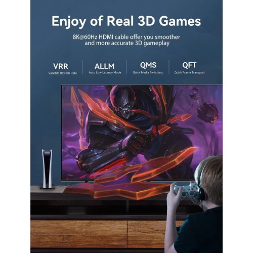 Кабель Vention HDMI to HDMI V2.1 8K 1.5m (ALGLG) Blue купить в Украине | Telemart фото