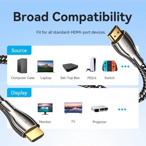Кабель Vention HDMI to HDMI V2.0 4K 8m (ALMBK) Black купить в Украине | Telemart фото