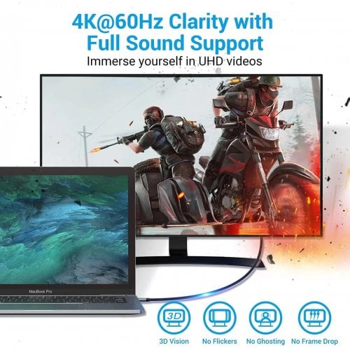 Кабель Vention USB Type-C to HDMI V2.0 4K 2m (CRBBH) Black купить в Украине | Telemart фото